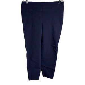 Emma James Mid Rise Trouser Pants 4 Petite Navy Blue Pockets Zip Stretch